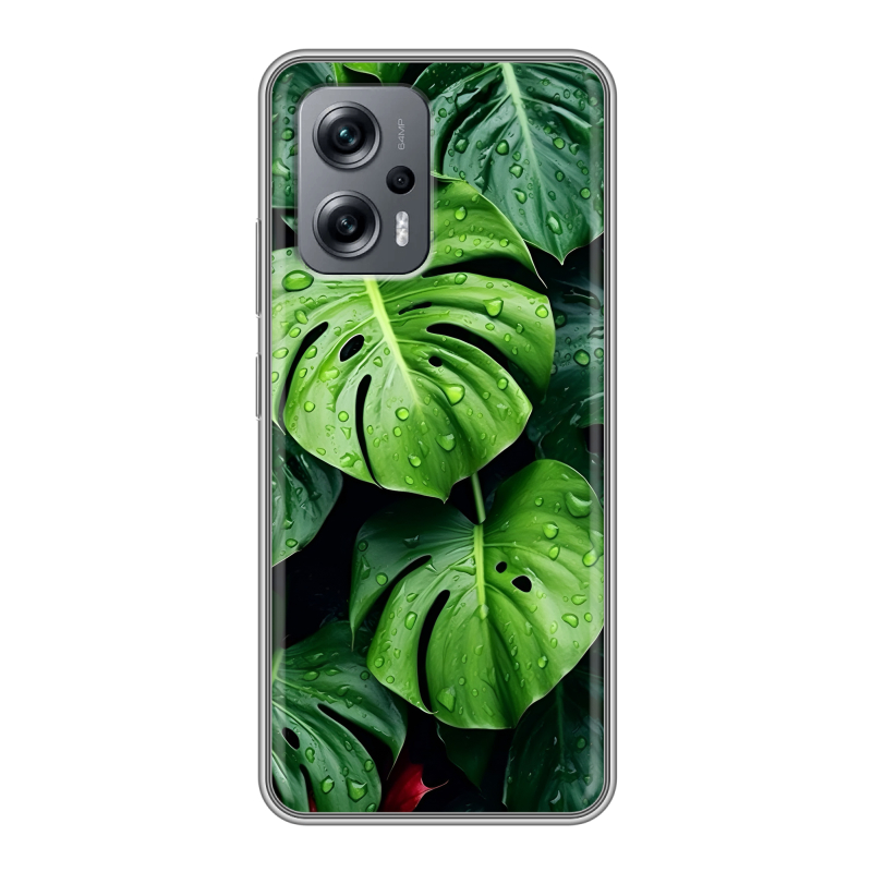 Силиконовый чехол на Xiaomi Poco X4 GT с принтом Листья Силиконовый чехол на Xiaomi Poco X4 GT с принтом Листья
