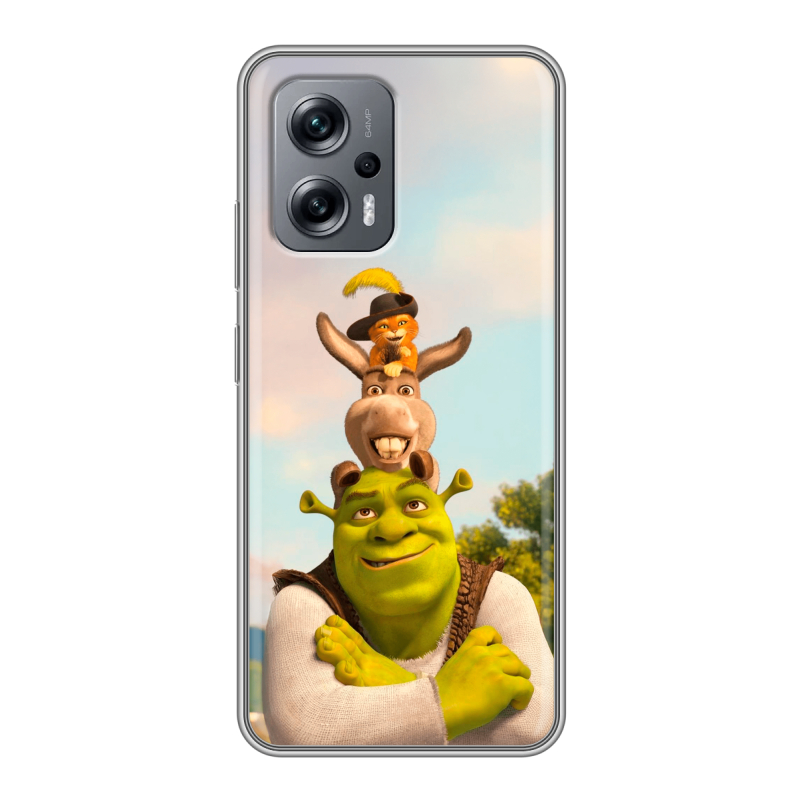 Силиконовый противоударный чехол на Xiaomi Poco X4 GT с принтом Шрек Shrek Силиконовый противоударный чехол на Xiaomi Poco X4 GT с принтом Шрек Shrek