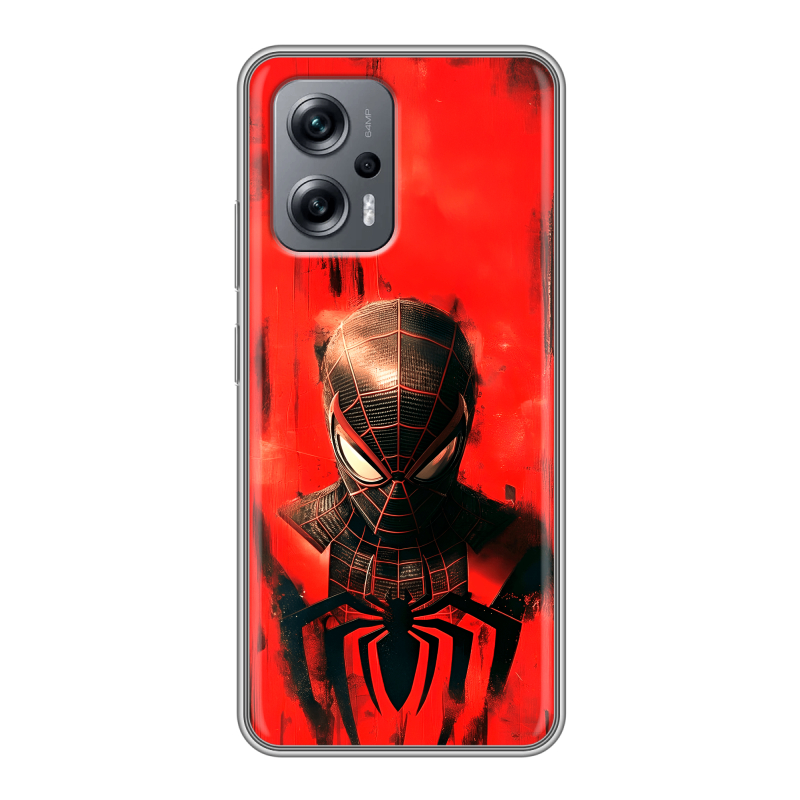 Силиконовый противоударный чехол на Xiaomi Poco X4 GT с принтом человек паук spiderman Силиконовый противоударный чехол на Xiaomi Poco X4 GT с принтом человек паук spiderman