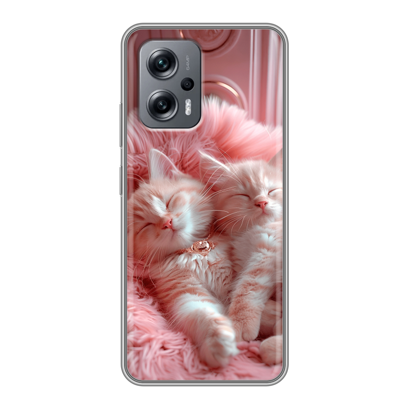 Силиконовый противоударный чехол на Xiaomi Poco X4 GT с принтом котята котики Силиконовый противоударный чехол на Xiaomi Poco X4 GT с принтом котята котики