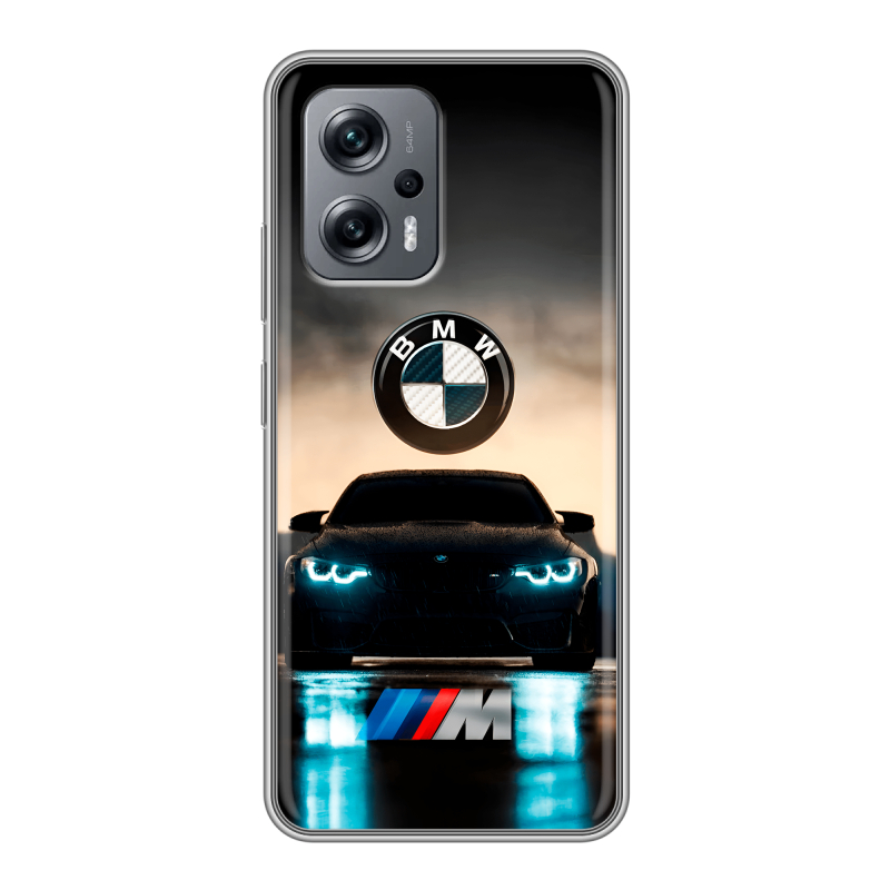 Силиконовый чехол на Xiaomi Poco X4 GT с принтом БМВ BMW Силиконовый чехол на Xiaomi Poco X4 GT с принтом БМВ BMW