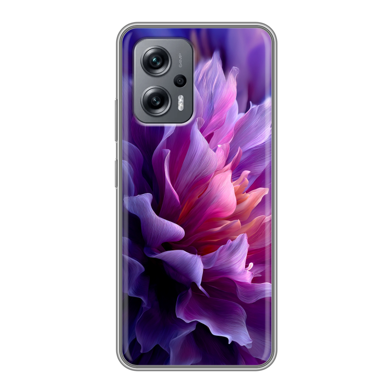 Силиконовый противоударный чехол на Xiaomi Poco X4 GT с принтом женский цветы Силиконовый противоударный чехол на Xiaomi Poco X4 GT с принтом женский цветы