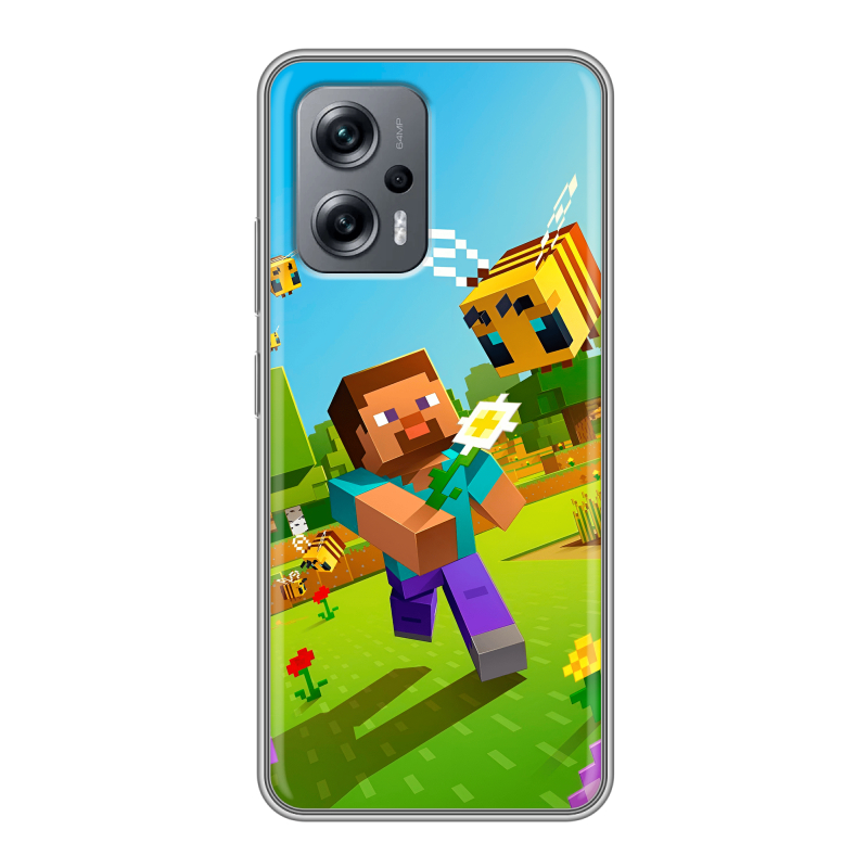 Силиконовый чехол на Xiaomi Poco X4 GT с принтом Майнкрафт Minecraft Силиконовый чехол на Xiaomi Poco X4 GT с принтом Майнкрафт Minecraft