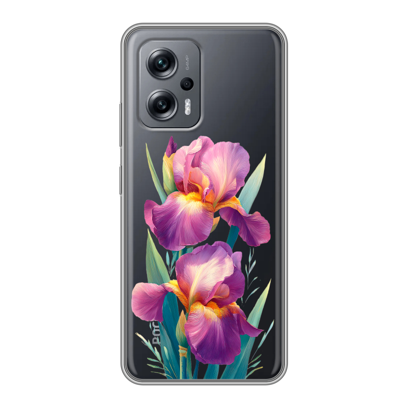 Силиконовый противоударный чехол на Xiaomi Poco X4 GT с принтом Цветы орхидеи Силиконовый противоударный чехол на Xiaomi Poco X4 GT с принтом Цветы орхидеи