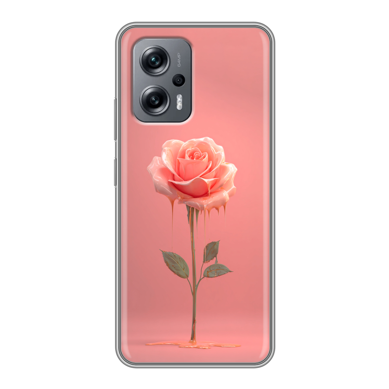 Силиконовый чехол на Xiaomi Poco X4 GT с принтом Розовая роза Силиконовый чехол на Xiaomi Poco X4 GT с принтом Розовая роза