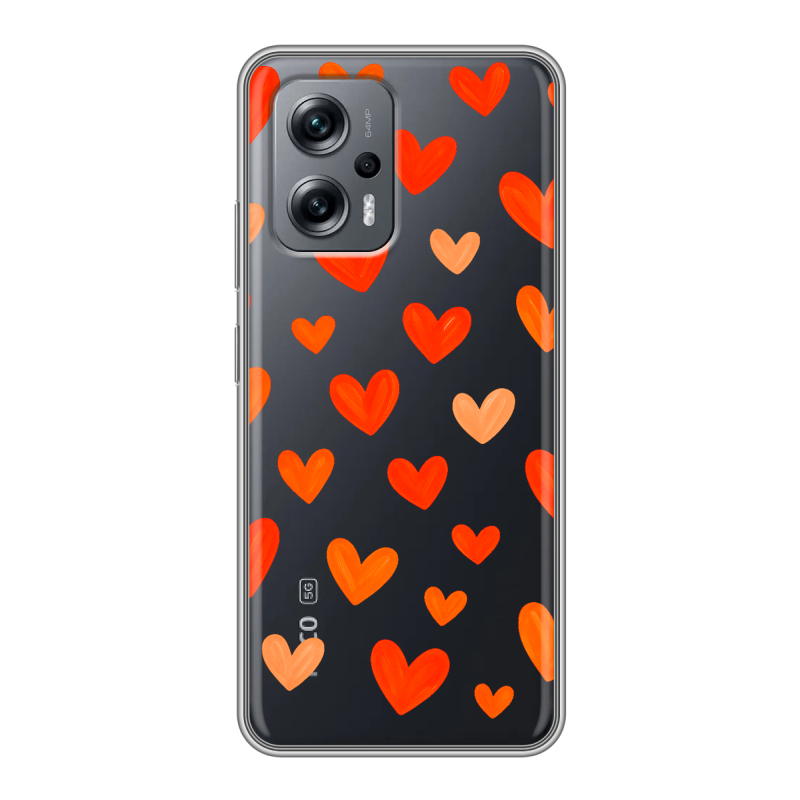 Силиконовый чехол на Xiaomi Poco X4 GT с принтом Сердечки Силиконовый чехол на Xiaomi Poco X4 GT с принтом Сердечки