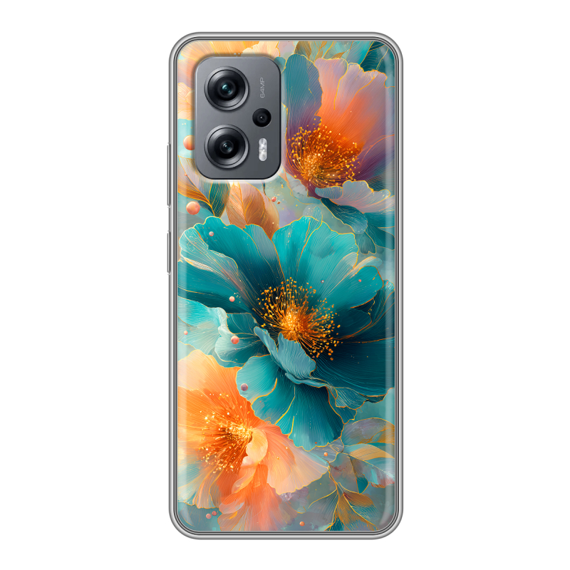 Силиконовый чехол на Xiaomi Poco X4 GT с принтом Цветы Силиконовый чехол на Xiaomi Poco X4 GT с принтом Цветы
