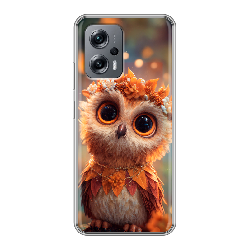 Силиконовый противоударный чехол на Xiaomi Poco X4 GT с принтом Милая сова Силиконовый противоударный чехол на Xiaomi Poco X4 GT с принтом Милая сова