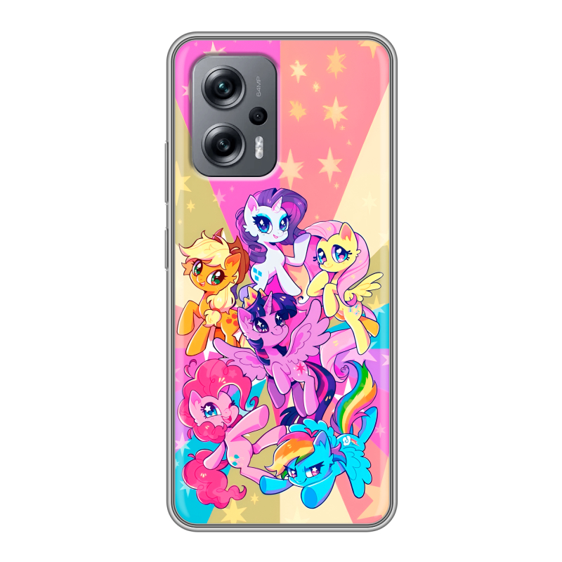 Силиконовый противоударный чехол на Xiaomi Poco X4 GT с принтом My little pony Дружба чудо Силиконовый противоударный чехол на Xiaomi Poco X4 GT с принтом My little pony Дружба чудо