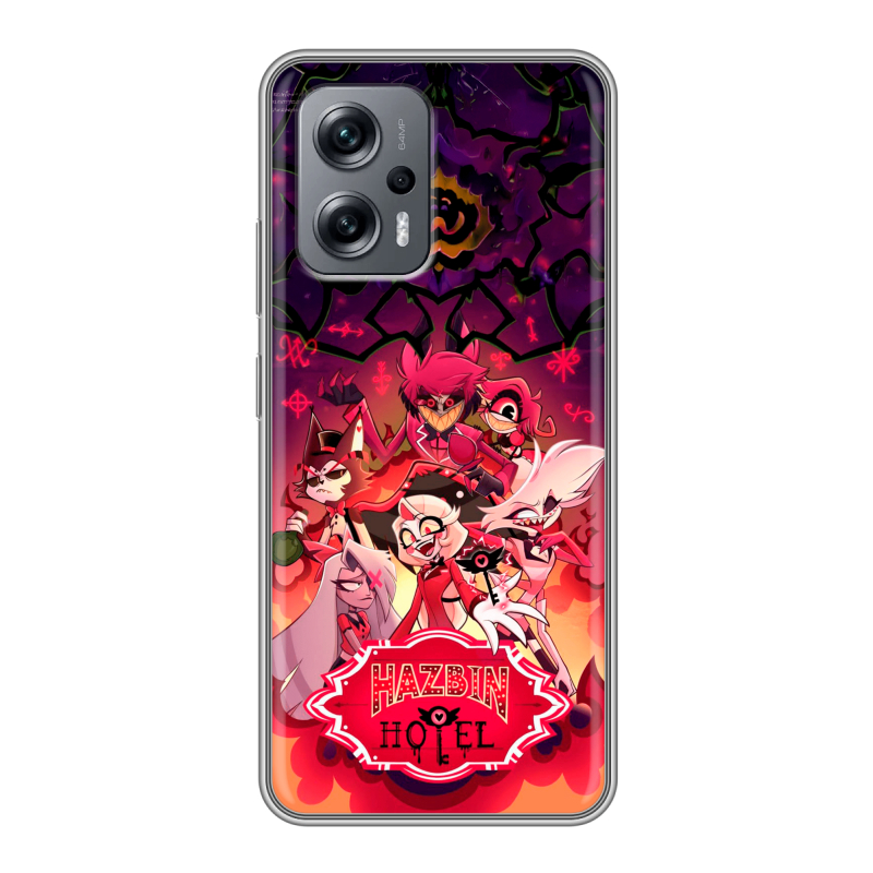 Силиконовый противоударный чехол на Xiaomi Poco X4 GT с принтом Hazbin Hotel Отель Хазбин Силиконовый противоударный чехол на Xiaomi Poco X4 GT с принтом Hazbin Hotel Отель Хазбин