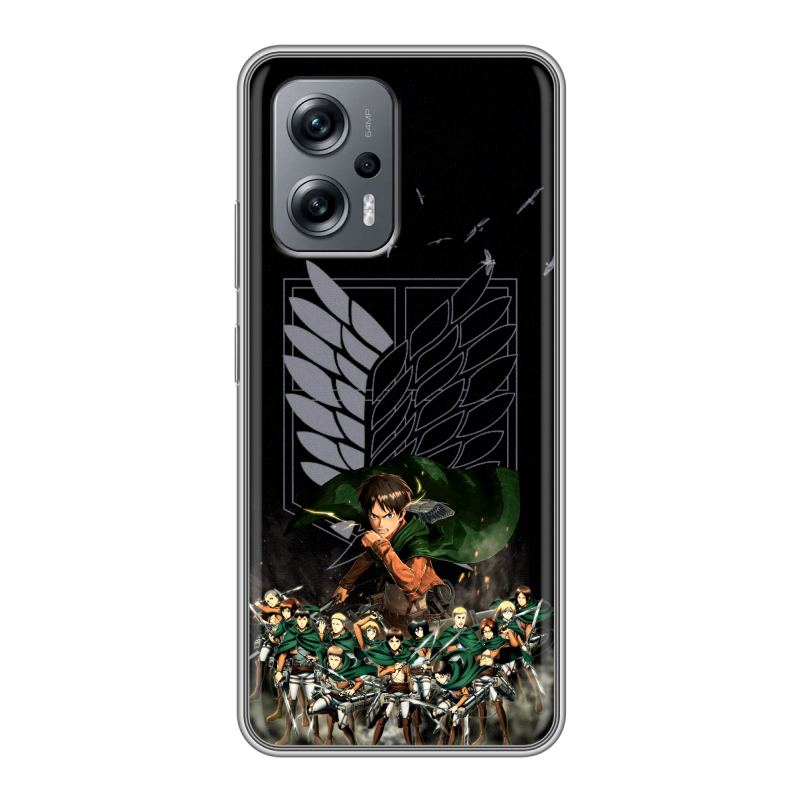 Силиконовый чехол на Xiaomi Poco X4 GT с принтом Атака титанов Силиконовый чехол на Xiaomi Poco X4 GT с принтом Атака титанов