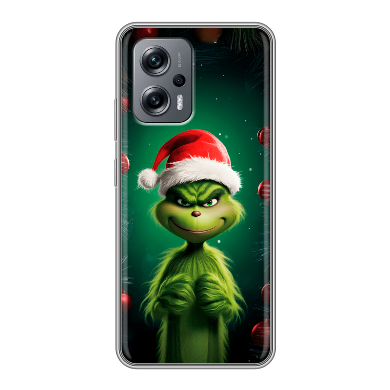 Силиконовый чехол на Xiaomi Poco X4 GT с принтом Гринч Новый год Рождество Силиконовый чехол на Xiaomi Poco X4 GT с принтом Гринч Новый год Рождество