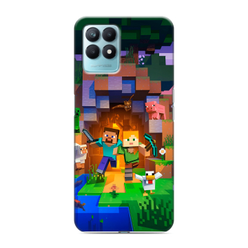 Силиконовый чехол на Realme Narzo 50 с принтом Майнкрафт Minecraft Силиконовый чехол на Realme Narzo 50 с принтом Майнкрафт Minecraft