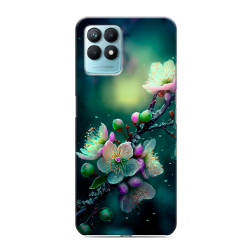 Силиконовый чехол на Realme Narzo 50 с принтом Цветы и мрамор Силиконовый чехол на Realme Narzo 50 с принтом Цветы и мрамор