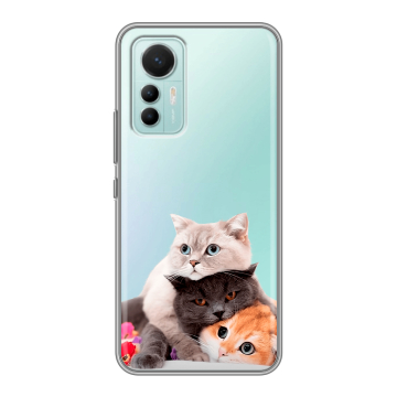 Силиконовый чехол на Xiaomi 12 Lite с принтом Кошки