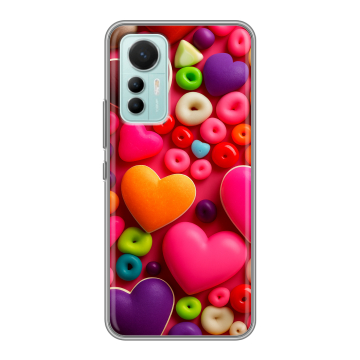 Силиконовый чехол на Xiaomi 12 Lite с принтом Сердечки