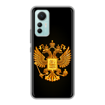 Силиконовый чехол на Xiaomi 12 Lite с принтом Герб России желтый Силиконовый чехол на Xiaomi 12 Lite с принтом Герб России желтый