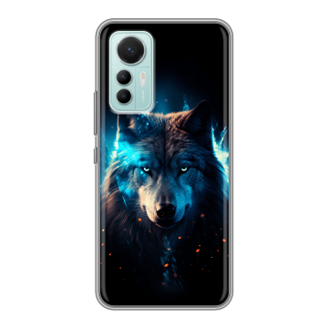 Силиконовый чехол на Xiaomi 12 Lite с принтом Волк ночной Силиконовый чехол на Xiaomi 12 Lite с принтом Волк ночной