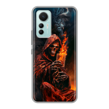 Силиконовый чехол на Xiaomi 12 Lite с принтом Скелет и карты