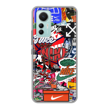 Силиконовый чехол на Xiaomi 12 Lite с принтом Найк Nike яркий