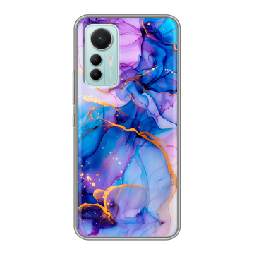Силиконовый чехол на Xiaomi 12 Lite с принтом синий мрамор Силиконовый чехол на Xiaomi 12 Lite с принтом синий мрамор