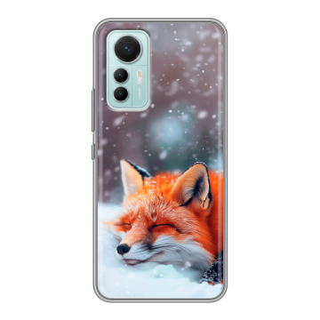 Силиконовый чехол на Xiaomi 12 Lite с принтом лиса Силиконовый чехол на Xiaomi 12 Lite с принтом лиса
