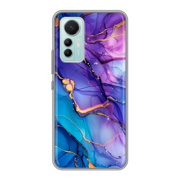 Силиконовый чехол на Xiaomi 12 Lite с принтом синий мрамор Силиконовый чехол на Xiaomi 12 Lite с принтом синий мрамор