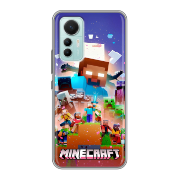 Силиконовый чехол на Xiaomi 12 Lite с принтом Майнкрафт Minecraft