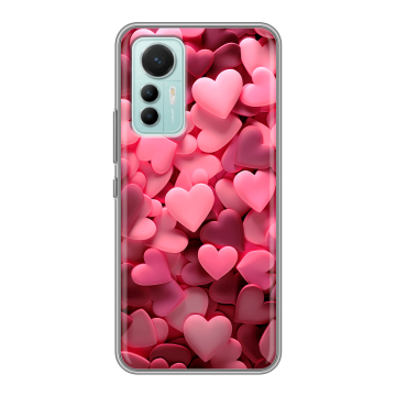 Силиконовый чехол на Xiaomi 12 Lite с принтом розовые сердечки