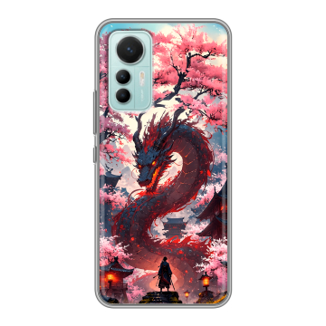 Силиконовый чехол на Xiaomi 12 Lite с принтом Дракон Японский Силиконовый чехол на Xiaomi 12 Lite с принтом Дракон Японский