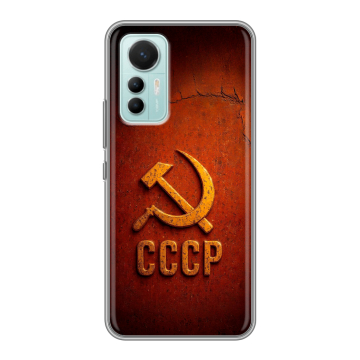 Силиконовый чехол на Xiaomi 12 Lite с принтом Флаг Герб СССР