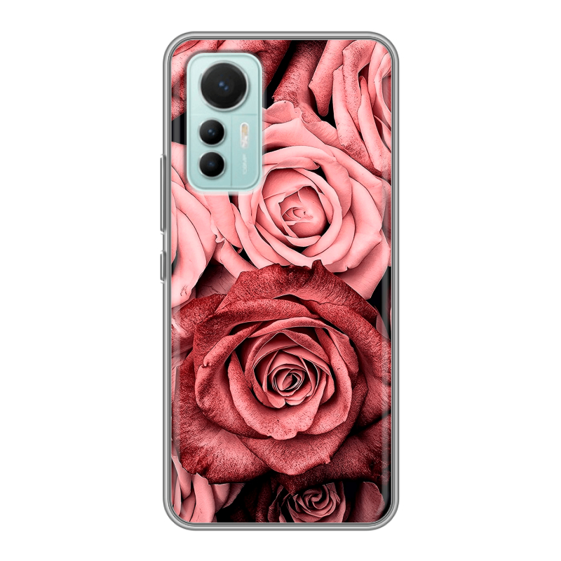 Силиконовый противоударный чехол на Xiaomi 12 Lite с принтом Цветы розы Силиконовый противоударный чехол на Xiaomi 12 Lite с принтом Цветы розы