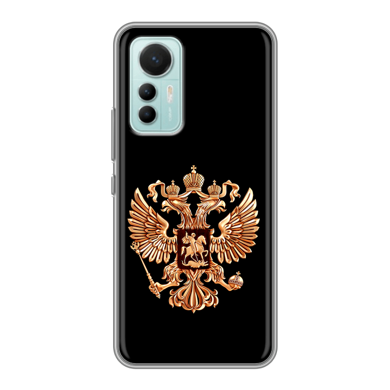Силиконовый чехол на Xiaomi 12 Lite с принтом Герб России золотой Силиконовый чехол на Xiaomi 12 Lite с принтом Герб России золотой
