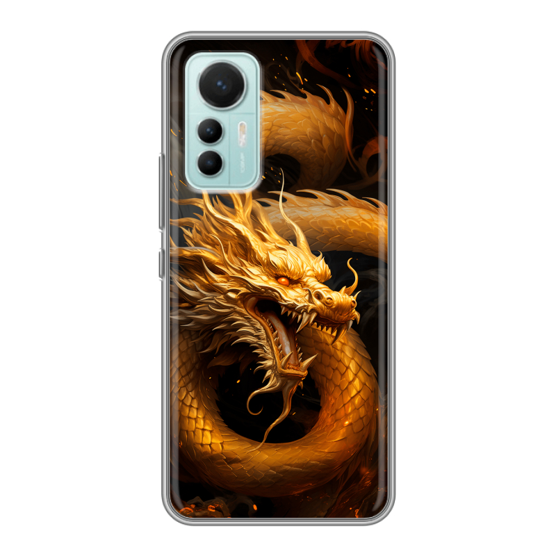 Силиконовый чехол на Xiaomi 12 Lite с принтом Золотой дракон Силиконовый чехол на Xiaomi 12 Lite с принтом Золотой дракон