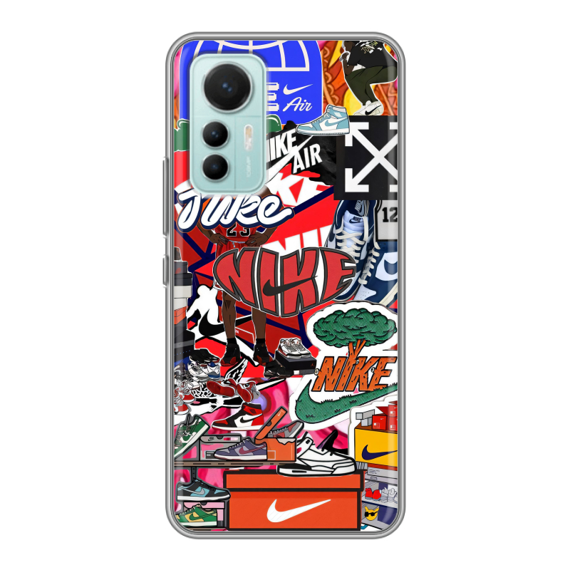 Силиконовый чехол на Xiaomi 12 Lite с принтом Найк Nike яркий Силиконовый чехол на Xiaomi 12 Lite с принтом Найк Nike яркий