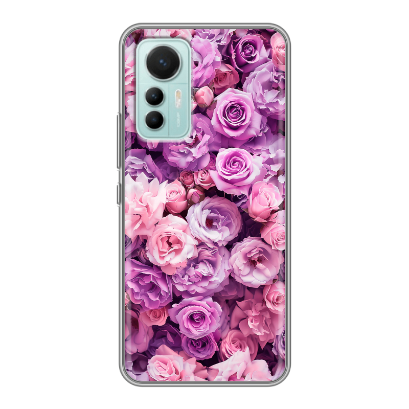 Силиконовый чехол на Xiaomi 12 Lite с принтом лавандовые розы Силиконовый чехол на Xiaomi 12 Lite с принтом лавандовые розы