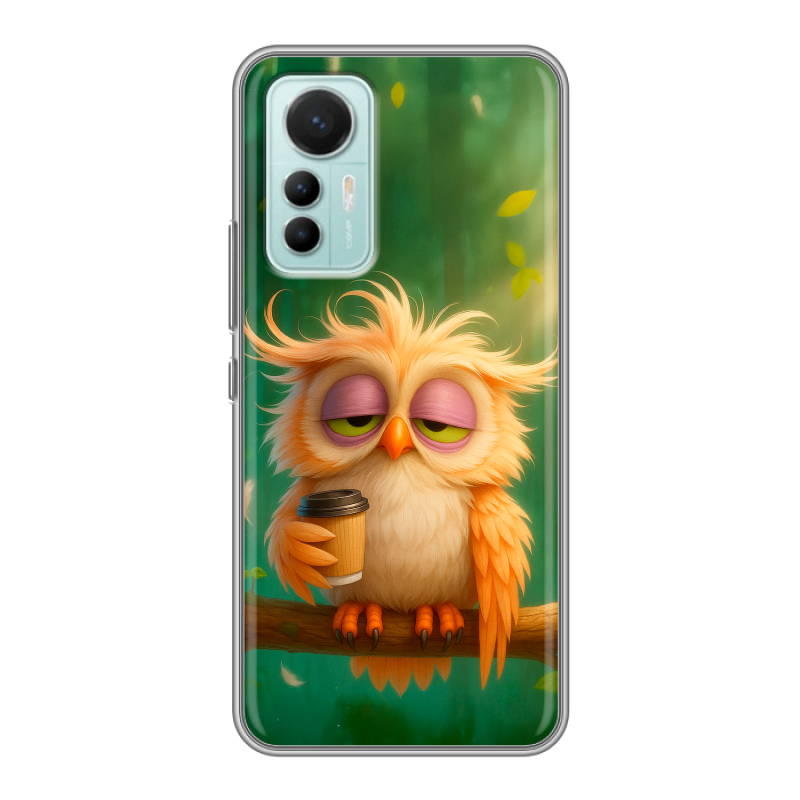 Силиконовый противоударный чехол на Xiaomi 12 Lite с принтом сова Силиконовый противоударный чехол на Xiaomi 12 Lite с принтом сова