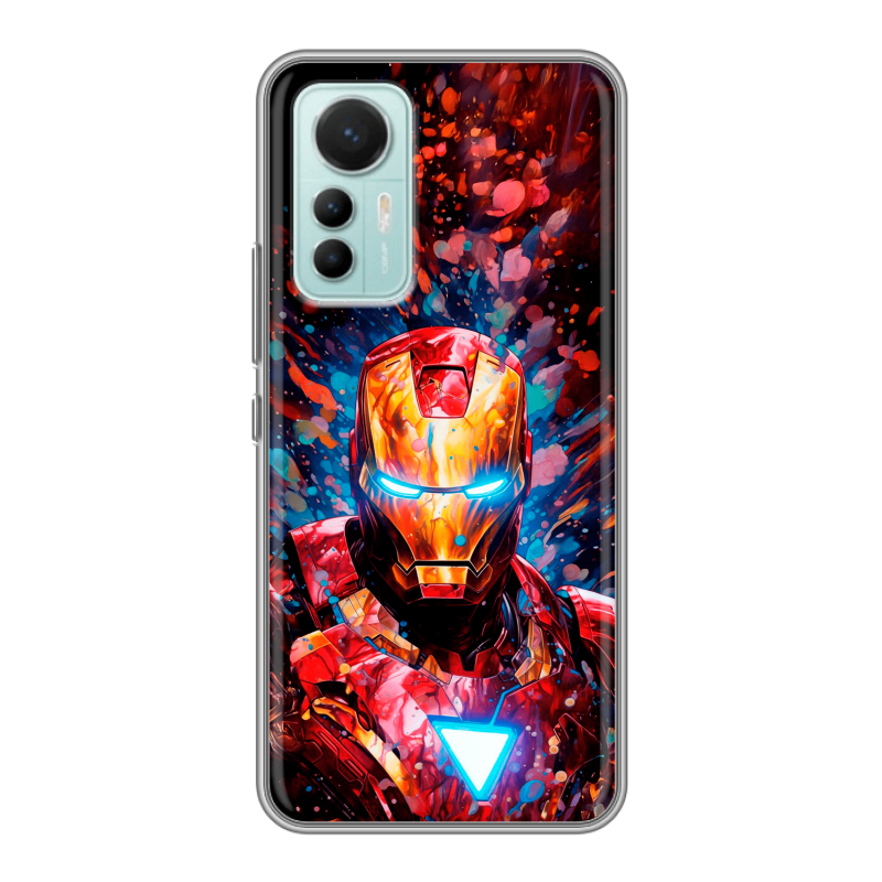 Силиконовый противоударный чехол на Xiaomi 12 Lite с принтом Железный человек Ironman Силиконовый противоударный чехол на Xiaomi 12 Lite с принтом Железный человек Ironman