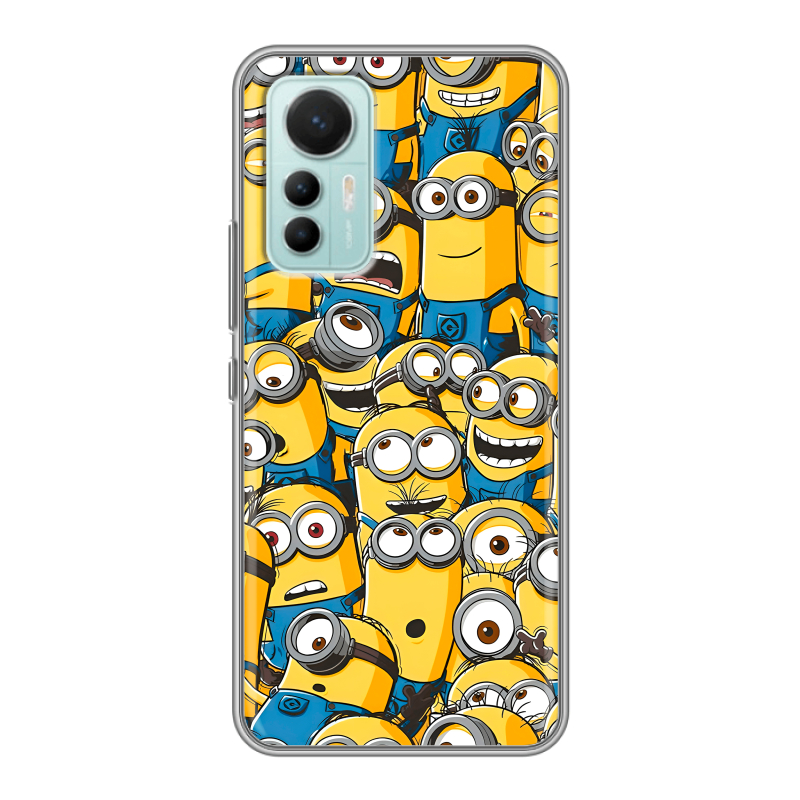 Силиконовый противоударный чехол на Xiaomi 12 Lite с принтом Миньоны Силиконовый противоударный чехол на Xiaomi 12 Lite с принтом Миньоны