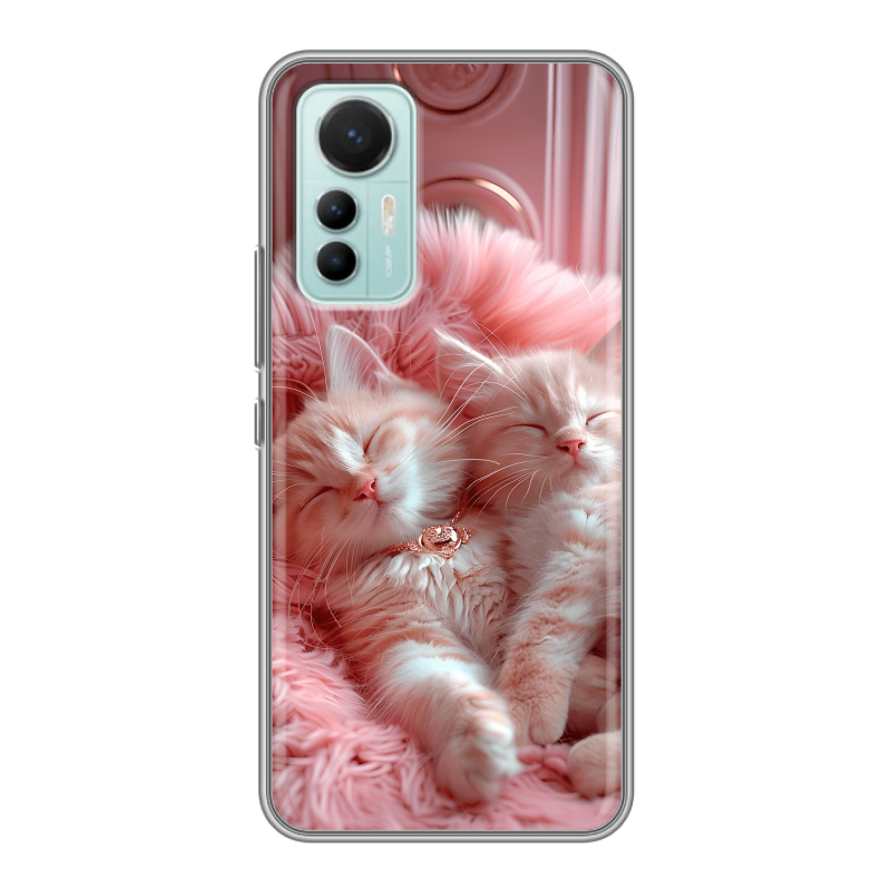 Силиконовый противоударный чехол на Xiaomi 12 Lite с принтом котята котики Силиконовый противоударный чехол на Xiaomi 12 Lite с принтом котята котики