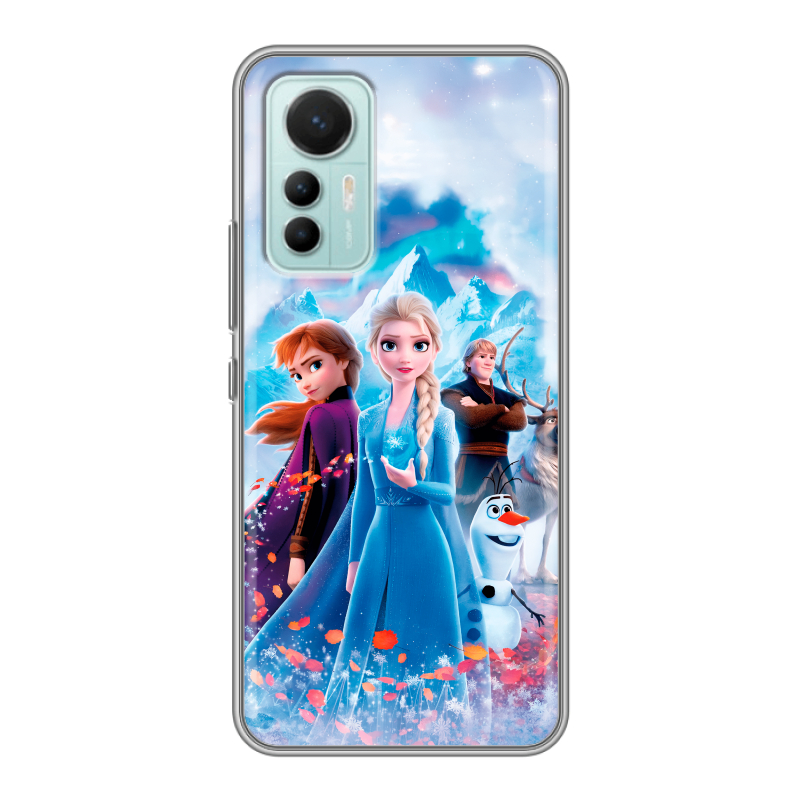 Силиконовый противоударный чехол на Xiaomi 12 Lite с принтом Холодное сердце Frozen Силиконовый противоударный чехол на Xiaomi 12 Lite с принтом Холодное сердце Frozen