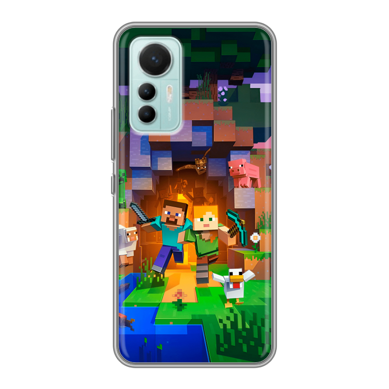 Силиконовый чехол на Xiaomi 12 Lite с принтом Майнкрафт Minecraft Силиконовый чехол на Xiaomi 12 Lite с принтом Майнкрафт Minecraft