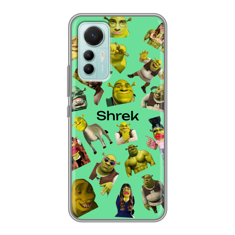 Силиконовый чехол на Xiaomi 12 Lite с принтом Шрек Shrek Силиконовый чехол на Xiaomi 12 Lite с принтом Шрек Shrek