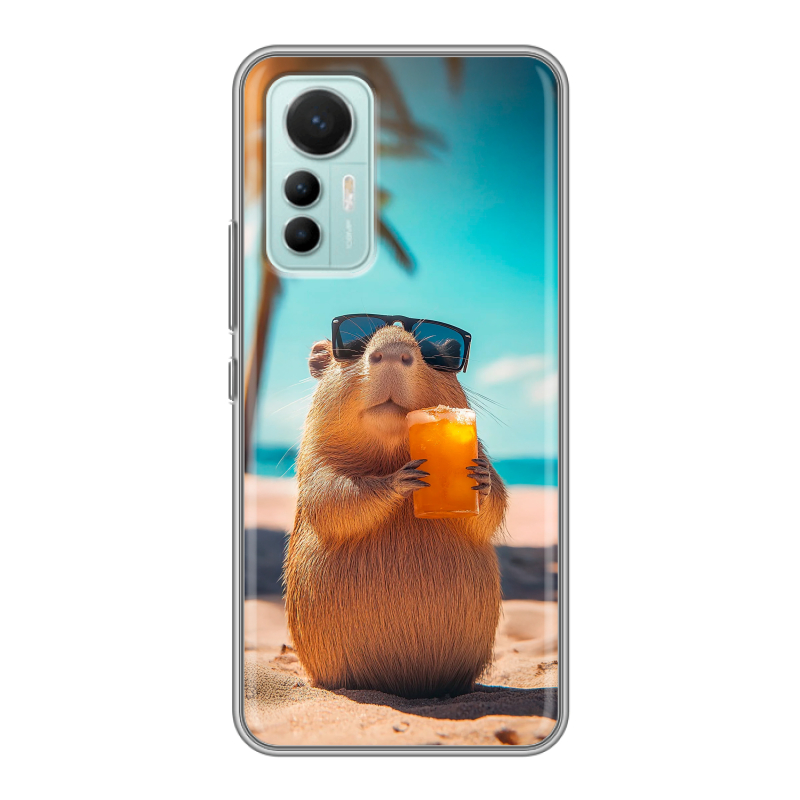 Силиконовый чехол на Xiaomi 12 Lite с принтом Капибара Силиконовый чехол на Xiaomi 12 Lite с принтом Капибара
