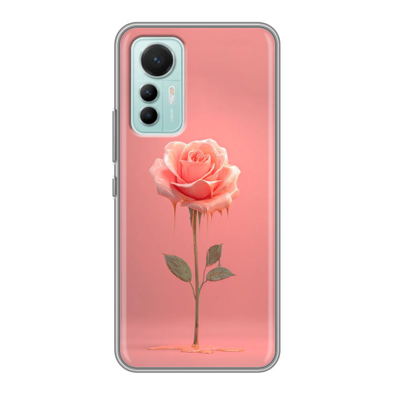 Силиконовый чехол на Xiaomi 12 Lite с принтом Розовая роза Силиконовый чехол на Xiaomi 12 Lite с принтом Розовая роза