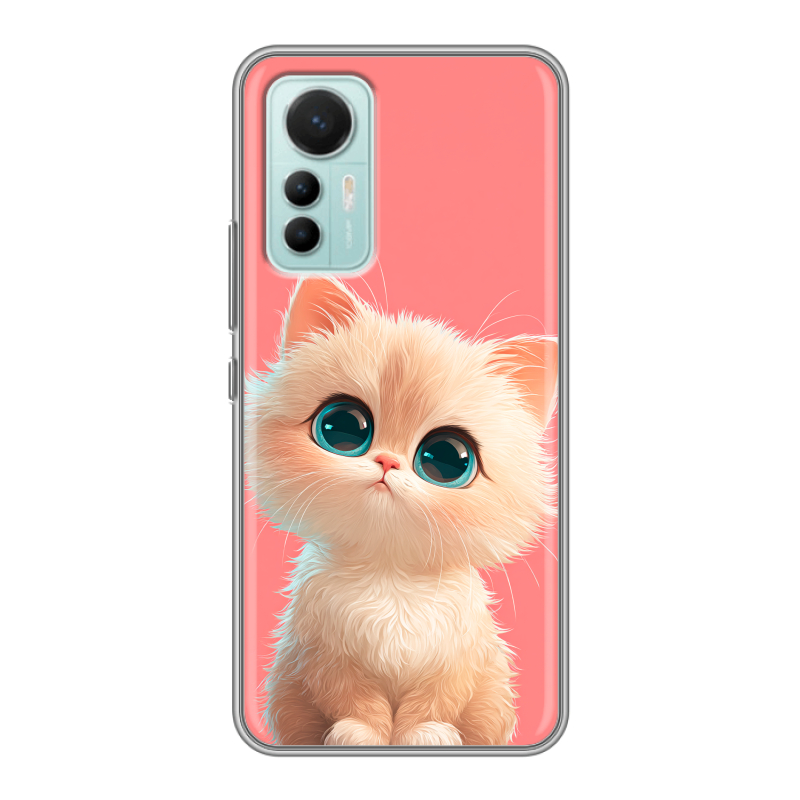 Силиконовый чехол на Xiaomi 12 Lite с принтом Розовый котенок Силиконовый чехол на Xiaomi 12 Lite с принтом Розовый котенок