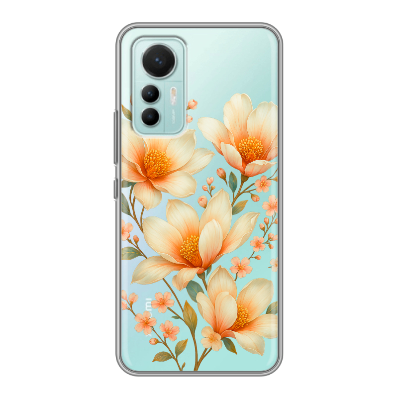 Силиконовый чехол на Xiaomi 12 Lite с принтом Цветы Силиконовый чехол на Xiaomi 12 Lite с принтом Цветы
