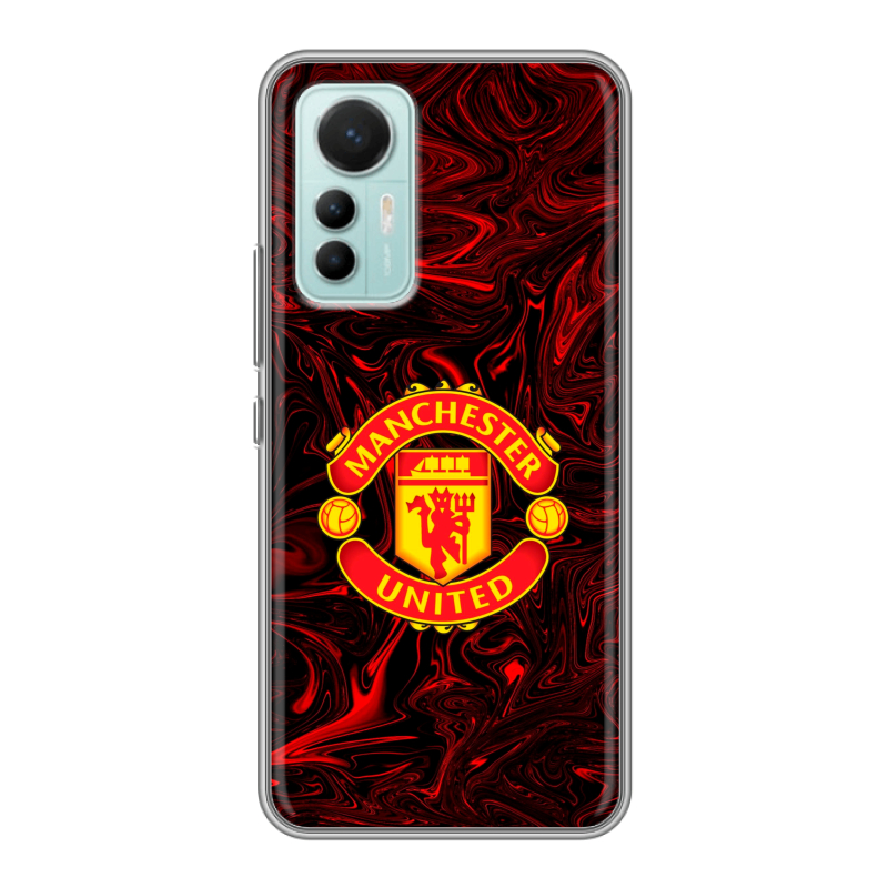 Силиконовый противоударный чехол на Xiaomi 12 Lite с принтом Manchester United Силиконовый противоударный чехол на Xiaomi 12 Lite с принтом Manchester United