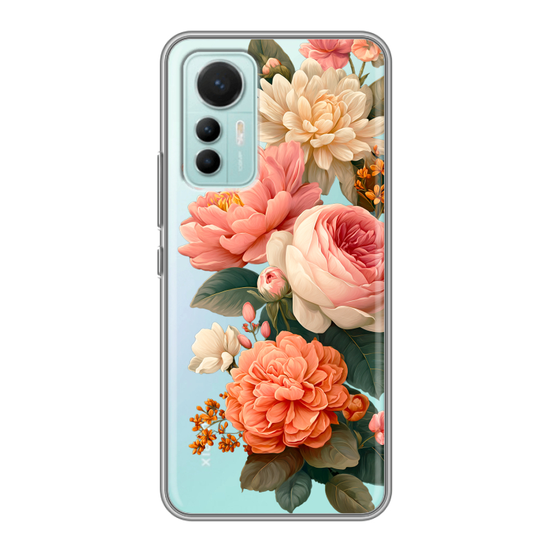 Силиконовый чехол на Xiaomi 12 Lite с принтом цветы Силиконовый чехол на Xiaomi 12 Lite с принтом цветы