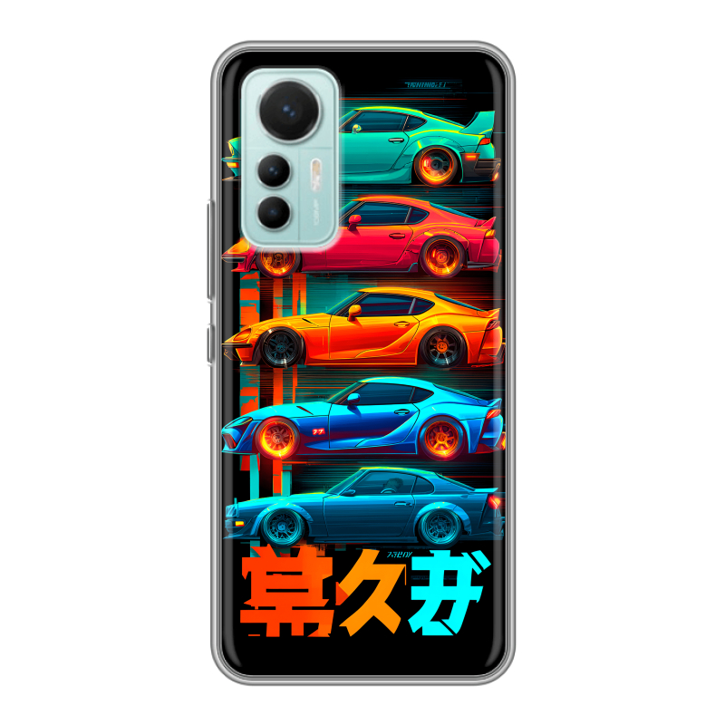 Силиконовый противоударный чехол на Xiaomi 12 Lite с принтом машины тачки Силиконовый противоударный чехол на Xiaomi 12 Lite с принтом машины тачки